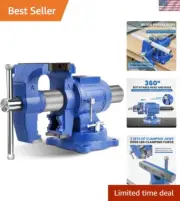 08125A 5-Inch Heavy Duty Bench Vise 360-Degree Swivel Base and Head with Anvi...