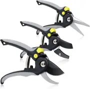 3PCS Garden Shears Set with SK5 Blades, Bypass Pruning Shears & Anvil Pruners Ga