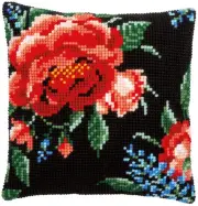 Vervaco Cross Stitch Pillow Kit, 100% Cotton with Embroidery Thread, Rose 15.75"