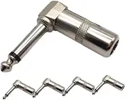 Abaodam 5pcs Guitar Plug: 6.35mm Right Angle Mono 90 Degree Male Jack Connector For Speaker Microphone Guitar Cables Zinc Alloy Audio Adapter