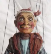 WITCH - wooden marionette, 12 inches tall, handmade from CZECH REPUBLIC