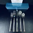 NEW Crate and Barrel Cambridge TUSCANY Gold Band Stainless Flatware 5 pc setting