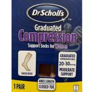 Dr. Scholl's Support Socks For Women 20-30 Sheer Beige Medium - Aids in DVT, Ven