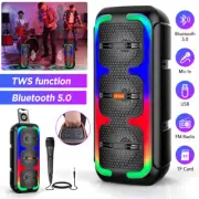 Portable Bluetooth Speaker TWS Wireless Stereo Bass Subwoofer FM RGB Light Party