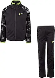 [Nike] Boy`s Futura Tricot Jacket and Pants 2 Piece Set (Dark Grey(66E200-G1A)/Volt, 12 Months)
