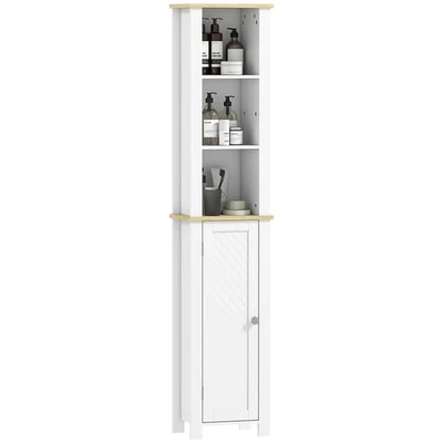 kleankin Slim Bathroom Storage Unit with Open Compartment, White