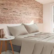 CleverPolly Vintage Washed Microfibre Sheet Set - Linen - Double