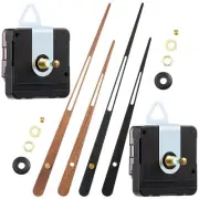2 Pcs High-Torque Long Shaft Clock Movement Mechanism with Wooden Clock Hands...