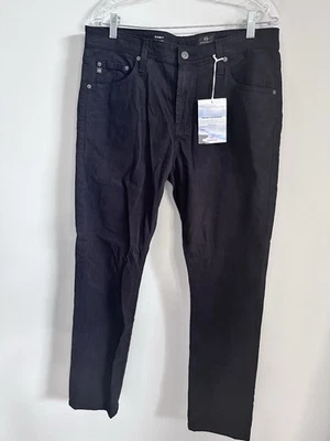 AG Adriano Goldschmied Everett Men Jeans Slim Straight Black Suede Denim 33x32