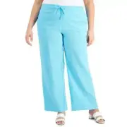 Jm Collection Plus Size Gauze Drawstring Pants Seafoam Blue ,SZ 3X NWT