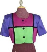 Jessica Howard Women's Cropped Jacket Satin Multicolor Size 14