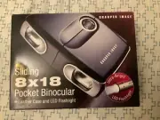 new Sharper Image 8x18 Pocket Binocular w/ Leather Case and LED Flashlight