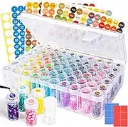 TCSYLSC Diamond Painting Storage Containers Set, 60 Grids Bead Organizer & Round Painting Labels & 12 Pcs Dispense, Perfect for DIY Diamond Art Craft & Jewelry Bead Storage