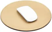 ProElife Mouse Pad for Computer Laptop Accessories, Anti Slip Cute Round Mouse Pad Waterproof PU Leather 8.66-Inch Circular Mousepad Stitched Edges Mat for Home Office School Gaming (Gold)
