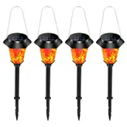 4PCS LED Solar Lamp Outdoor Flame Torch Buried Lights for Yard
