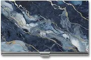 LQPMNK Metal Card Case, Marble Navy Blue Mixed Print Professional Card Case Premium Card Case Lightweight Card Holder Pocket Card Case, style