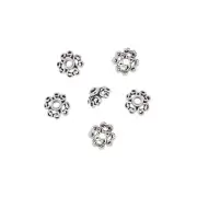 10 Oxidized Sterling Silver Bali Style Bead Cap Beads 5.5mm #99149