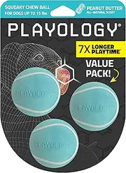 Playology Squeaky CHEW Ball Peanut Butter SM 3PK
