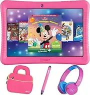 Contixo 10" Android Kids Tablet 64GB Bundle, Includes 80+ Disney Storybooks & Stickers (Value $350), Kid-Proof Case with Kickstand & Stylus, Headphone, Sleeve Bag(Pink)