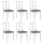 Dining Chairs with Cushions 6 pcs White Solid Wood