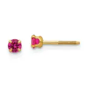 14k 14kt Yellow Gold Madi K 3mm Synthetic Ruby Birthstone Earrings
