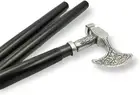 Antique Silver AXE Head Handle Finish Wooden Walking Cane Stick Halloween Gift