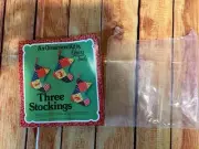 Ornament Kit By Yours Truly Three Stockings USA Vintage 1976 Patchwork Fabric