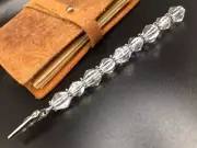 Bug's Homemade Beaded Designer Roach Clip 6” Long - Crystal Clear/Silver