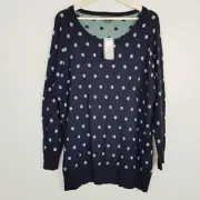 [ AUTOGRAPH ] Womens Navy Polka Dot Knit Jumper NEW + TAGS | Size L or AU 20