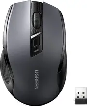 UGREEN Wireless Ergonomic Mouse 4000 DPI 6 Buttons, 2.4G USB Cordless Silent Mice with Nano Receiver, for Laptop, Computer, PC, MacBook, Chromebook - Black