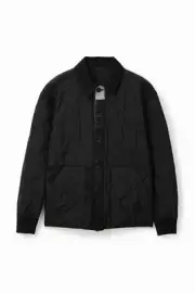 Desigual Patchwork Quilted Overshirt Jacket Black Men’s M Outdoor NEW w/ TAGS