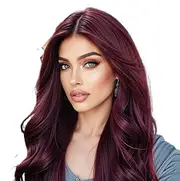 Dark Red Wig Human Hair,25 Inch Red Frontal Wave Human Wigs | Wine Glueless Hair, Transparent Lace For Women, 13x6 Pre Plucked Curly, Realistic Look For Daily Use