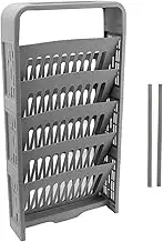 XIASABA 5 Tier Large Capacity Compact Sturdy Storage Bookshelf with Built in Stationery Box Ideal for Classroom and Home Use Gray (Gray)