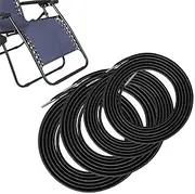 4PCS Chair Replacement Cords | Universal Replacement Longer Cords | Bungee Chair Replacement Elastic Cord Laces, Lawn Chair Repair Kit for Antigravity Chair, Patio Recliner, Sun Lounger Chair (Black)