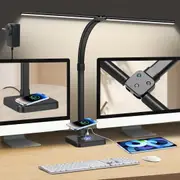 79cm LED Architect Desk Lamp with Wireless Charger & USB Port - 48W Double Head Monitor/Piano Light