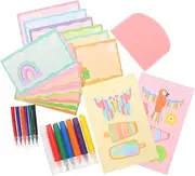 Scratch Painting Kit Craft Supplies for Boys and Girls Diy Bookmarks Postcards Family Fun