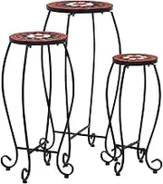 Mosaic Tables 3 pcs Terracotta and White Ceramic