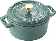 [STAUB] La Cocotte Round Z1025-988 Pico Cocotte Round Eucalyptus 5.5 inches (14 cm) Small, Both Handed Casting, Enameled Pot, Induction Compatible, Japanese Authentic Product with Serial Number