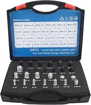Nut Bolt Thread Checker, 26PCS Male Female Bolt Size and Thread Gauge, 14 Inch 12 Metric Nut and Bolt Thread Gauge, for Detecting Fixed Bolts