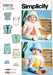 Simplicity 9616 Babies Tee-Shirts, Jacket, Pants & Hat Sewing Pattern Sz 1-24 mo