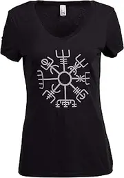 [Ann Arbor T-shirt Co.] Vegvisir | Nordic Viking Rune Compass Norse Germanic Icelandic Pagan Magic Symbol Women Top T-Shirt