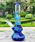 10" Blue Glass Bong Pyrex Smoking Hookah Glow in the Dark Water Pipe Bubbler