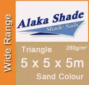 Extra Heavy Duty Shade Sail Sand Triangle 5m x 5m x 5m, 5x5x5m, 5 by 5 by 5