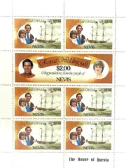 New Set 6 Princess Diana Prince Charles Royal Wedding Postage Stamps Nevis