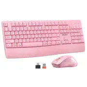 Wireless Keyboard and Mouse, Full-Sized Cordless Keyboard with Wrist Rest and...