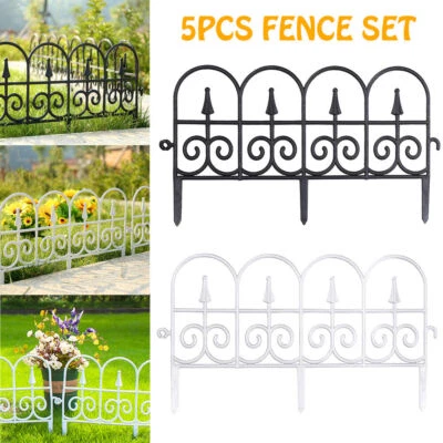 Outdoor 5 pcs Garden Border Decorative Fence Edging Plant Bordering Lawn Edging