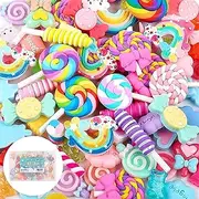 Holicolor 120 Pcs Slime Charms Cute Set Mixed Assorted Candy Sweets Resin Flatback Slime Beads Making Supplies for DIY Craft Making and Ornament Scrapbooking