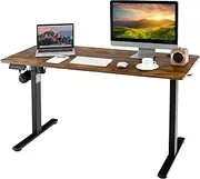 ULTIMATE 140 cm Large Electric Standing Desk, Height Adjustable Sit Stand Computer Desk, Ergonomic Computer Workstation with 3 Memory Height Settings for Home Office, Rustic Brown