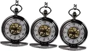[WRITWAA] Pocket Watch Mechanic Mechanical Necklace Watch Vintage Retro Pocket Retro Tuba Spider Web Watch Antique Retro Watch Steampunk Watch Black Quartz