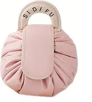 [comvastars] Drawstring Travel Cosmetic Bag Women, Lazy Makeup Bag with Drawstring, Travel Cosmetic Bag, Large Capacity, Drawstring Makeup Bag, Beam Mouth Storage Bag, Travel Storage Bag, Pink, Pink, Modern and
